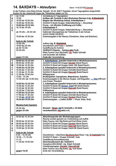 SAXDAYS Workshop-Plan